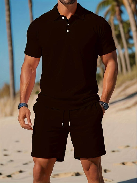 Men's Casual Summer Polo & Shorts Set - Breathable Quick-Dry Fabric - Buy Center US