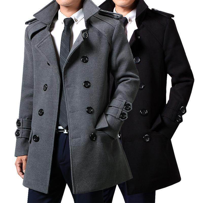 Buycenter Men's Slim Fit Duster Coat - Korean Fashion, Pocket Style - Buy Center US