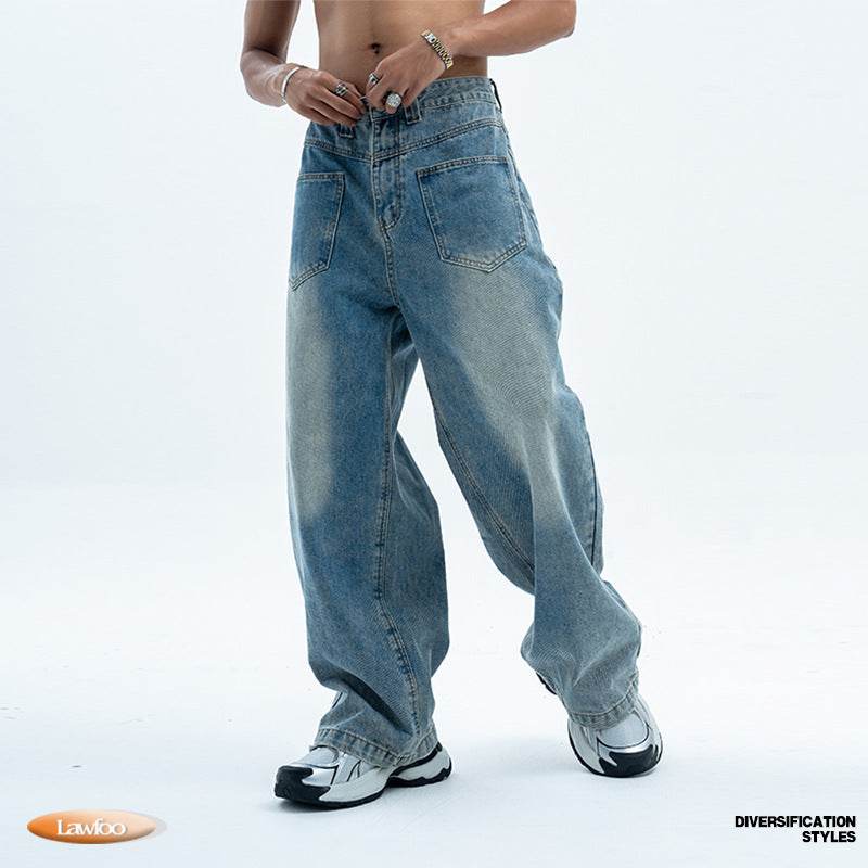 Retro Summer Wide Leg Jeans for Men & Women - Casual Cotton Trousers - Buy Center US