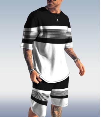 Men's Trendy Casual Beach Suit - 3D Textured Polyester Set - Buy Center US