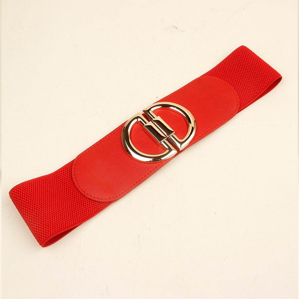 Stylish Women's Wide Belt with Elastic Buckles - Multiple Colors Available - Buy Center US
