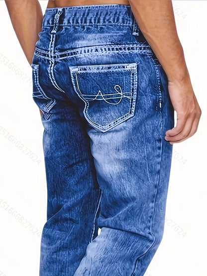 Men’s All-Season Solid Color Washed Denim Jeans - Slight Stretch Fit - Buy Center US