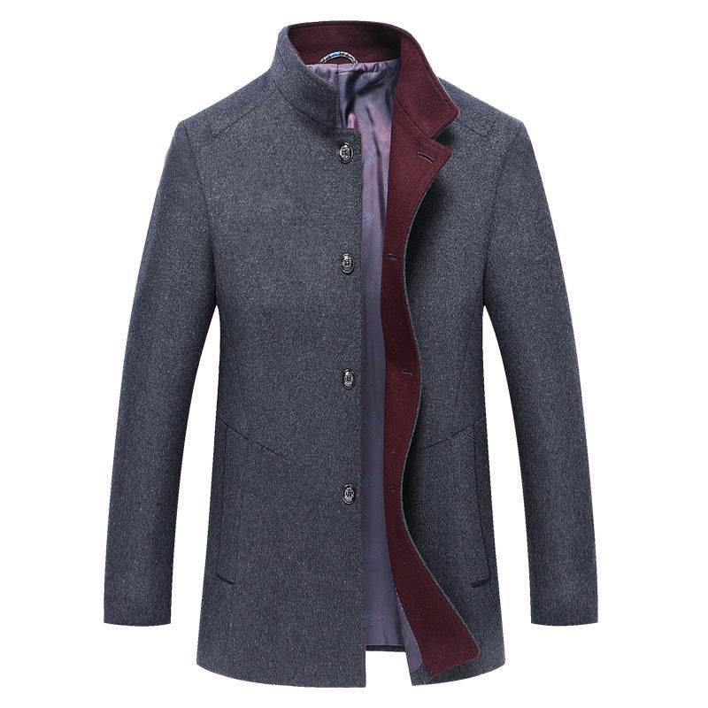 Buycenter Slim-Fit Woolen Coat - Autumn Winter Single-Breasted Trench - Buy Center US