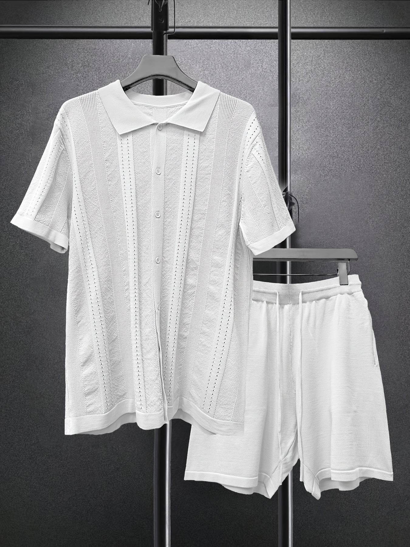 Men's Short-Sleeved Shirt and Shorts Suit - Casual Spring Fashion Set - Buy Center US