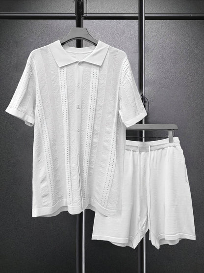 Men's Short-Sleeved Shirt and Shorts Suit - Casual Spring Fashion Set - Buy Center US