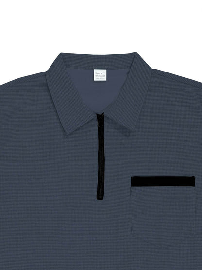 Men's Casual Long-Sleeve Pantsuit - Zipper Detail, Regular Fit, Polyester - Buy Center US