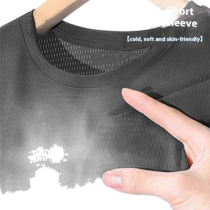 Ice Silk Mesh Short Sleeve Sports Tee - Slim Fit Casual for All Sizes - Buy Center US