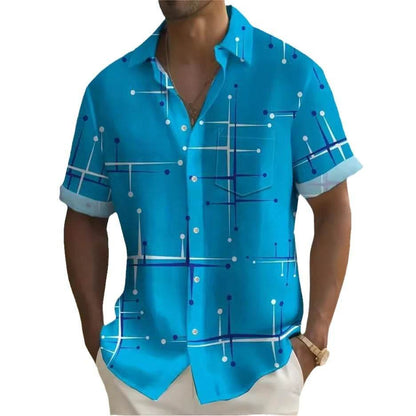 Men's Fashion Printed Short Sleeve Shirt - Slim Fit, Polyester Fabric - Buy Center US
