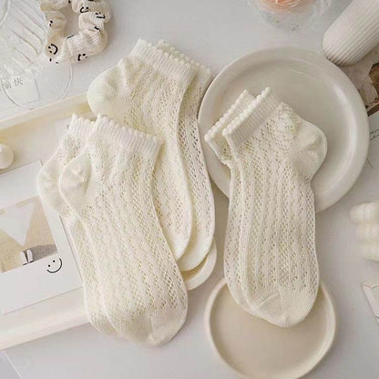 Women's Breathable Cotton Socks - Hollow Mesh, Antibacterial & Quick Drying - Buy Center US