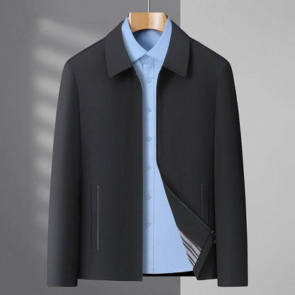 Buycenter Men's Business Casual Jacket - Stylish Lapels, Zipper Coat - Buy Center US