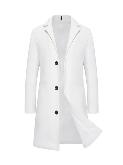 Buycenter Men's Slim-Fit Woolen Coat - Stylish Mid-Length Trench - Buy Center US