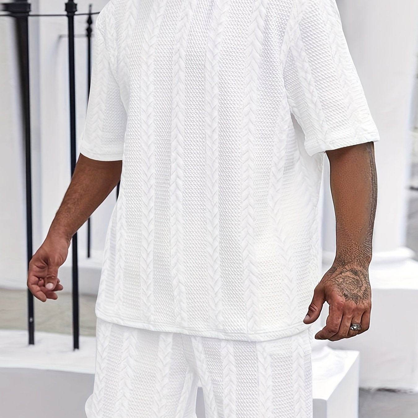 2025 Summer Braided Casual Sports Suit for Men - Polyester, Regular Fit - Buy Center US