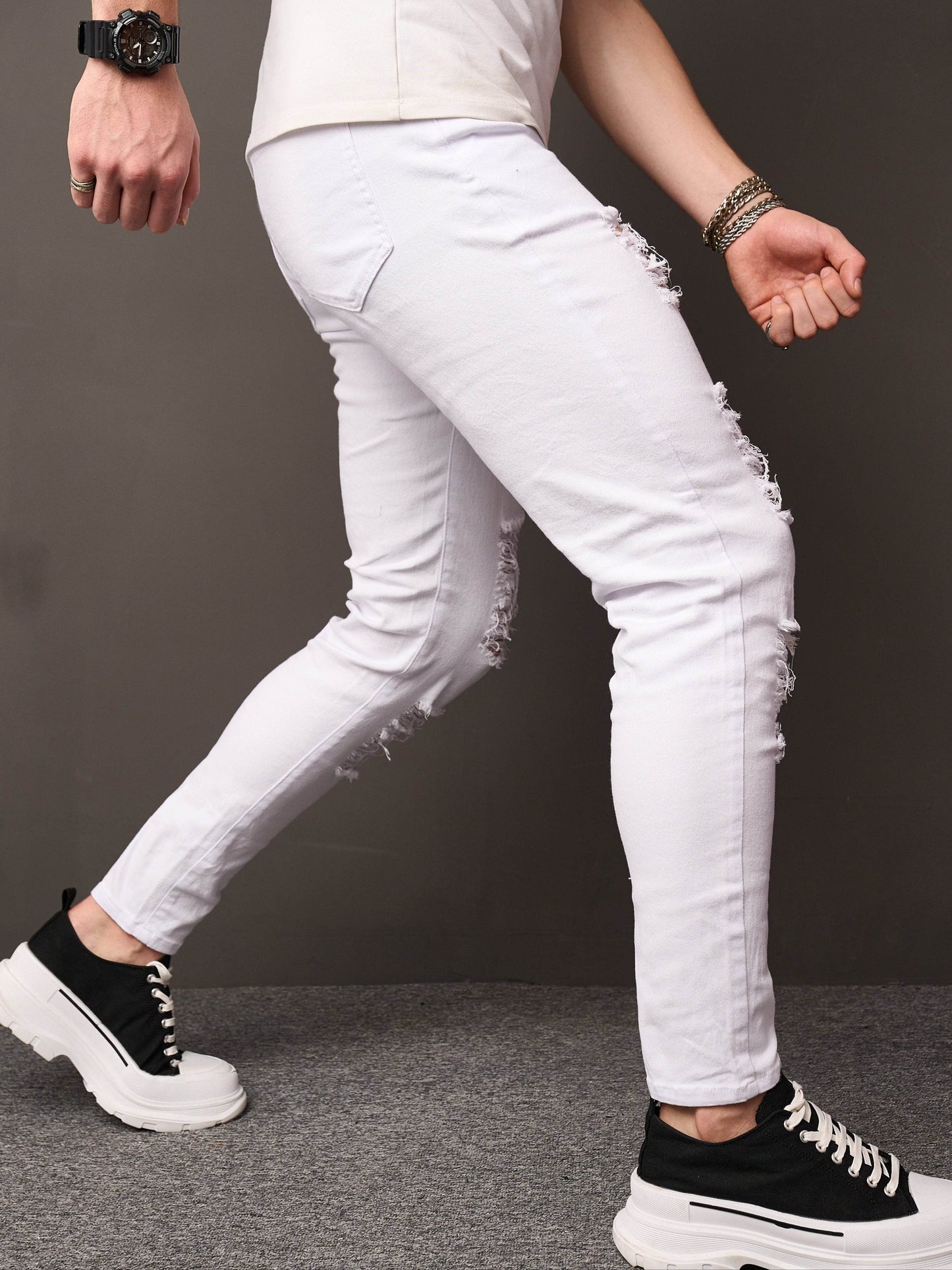 Men's Casual Skinny Ripped Jeans - Versatile Street Style Denim Pants - Buy Center US