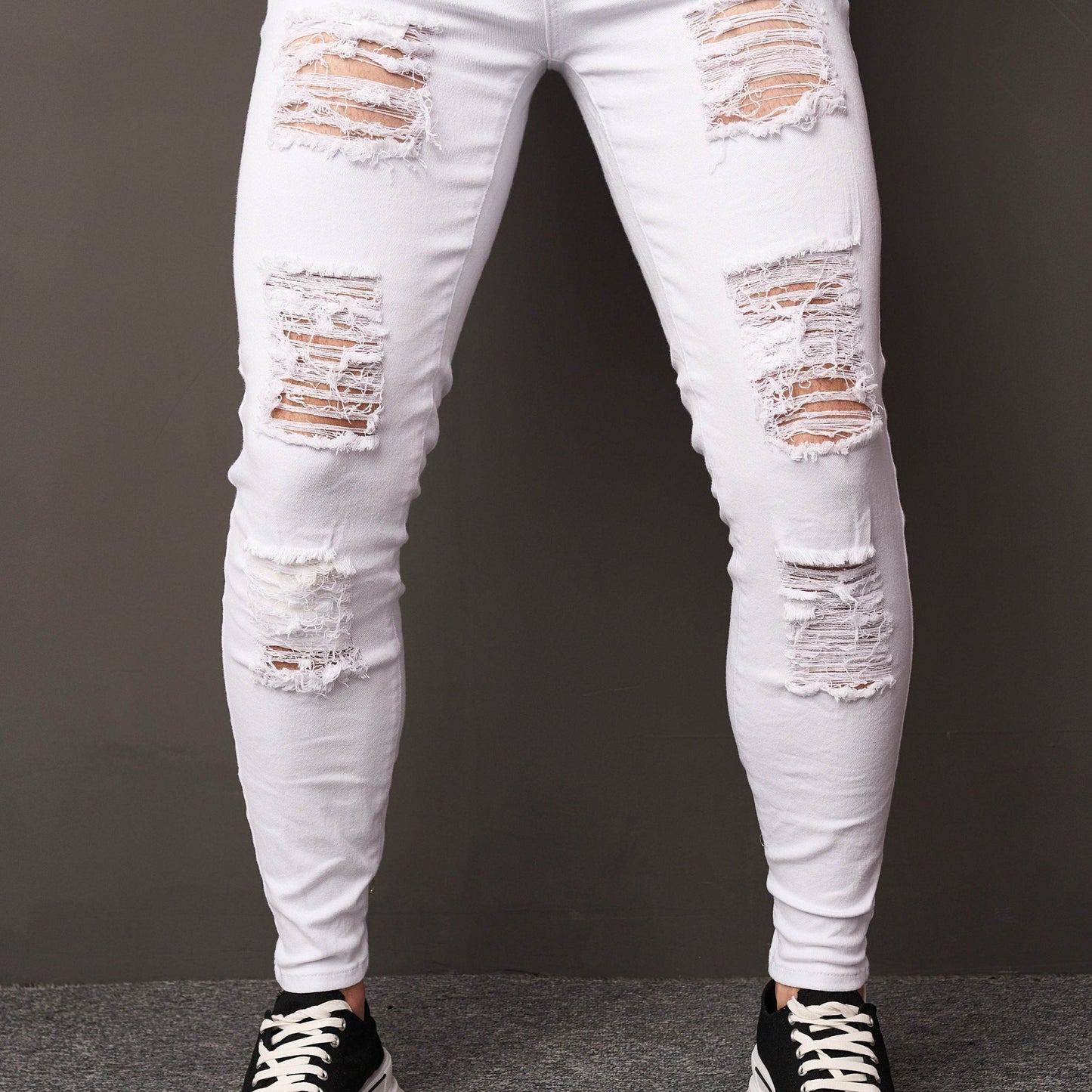 Men's Casual Skinny Ripped Jeans - Versatile Street Style Denim Pants - Buy Center US