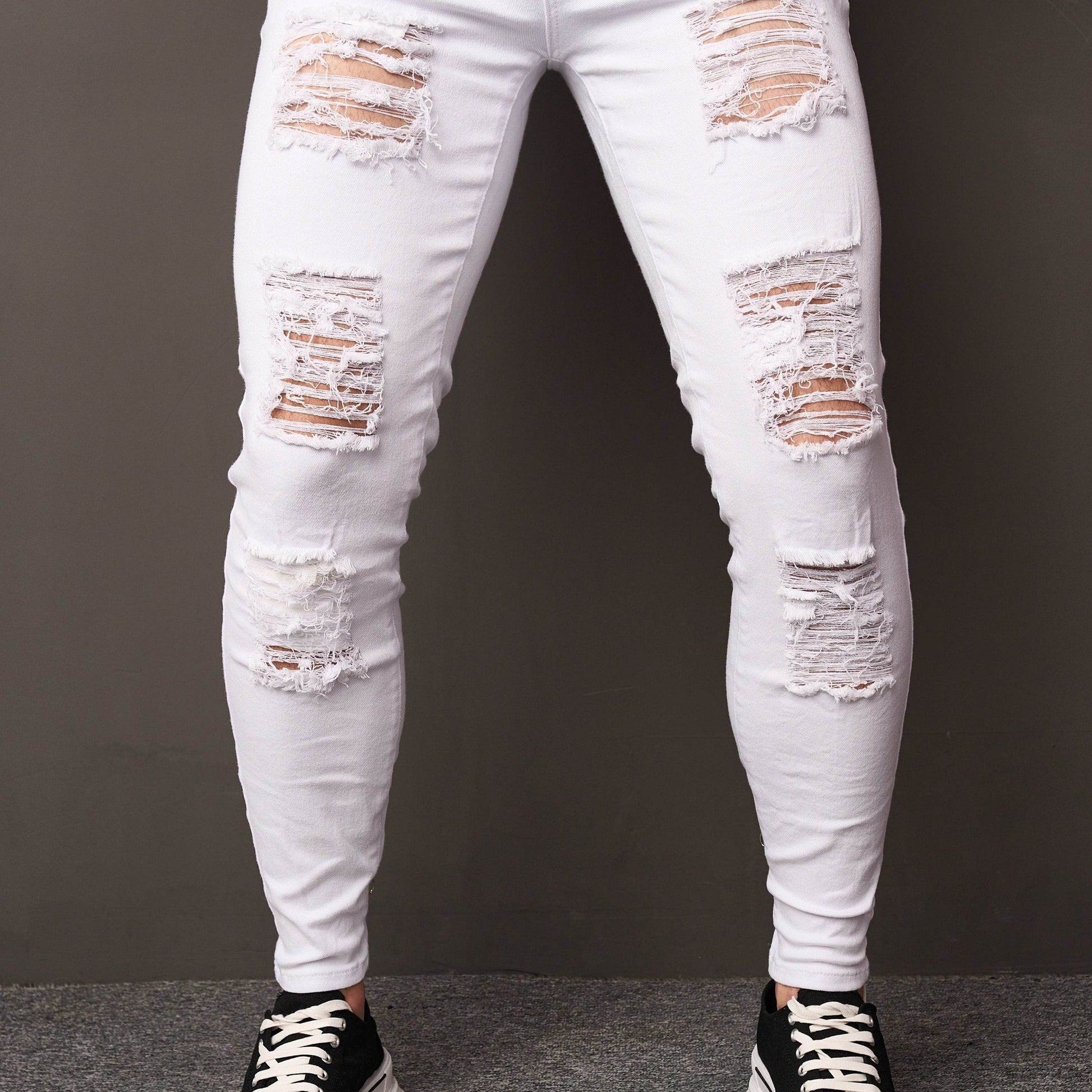 Men's Casual Skinny Ripped Jeans - Versatile Street Style Denim Pants - Buy Center US