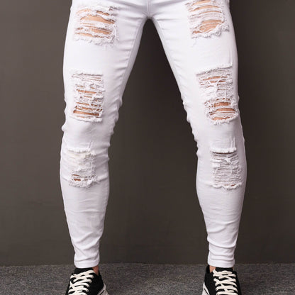 Men's Casual Skinny Ripped Jeans - Versatile Street Style Denim Pants - Buy Center US