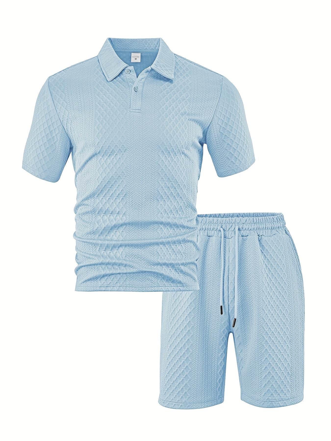 Men's Summer Jacquard Two-Piece Set - Casual Short Sleeve Sports Outfit - Buy Center US
