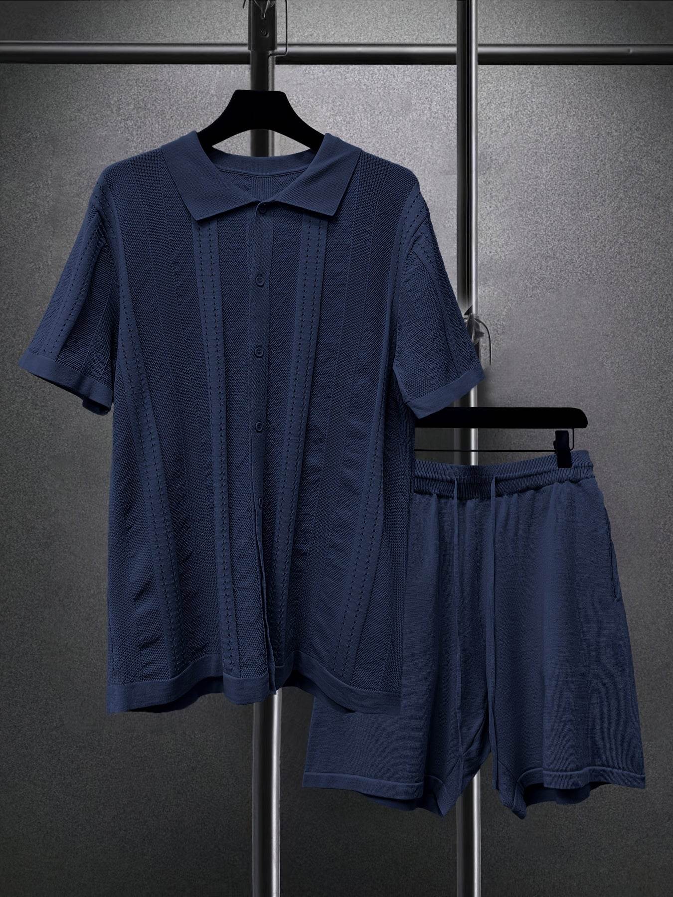 Men's Short-Sleeved Shirt and Shorts Suit - Casual Spring Fashion Set - Buy Center US