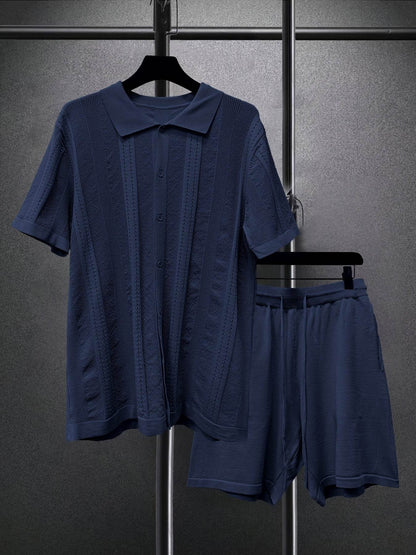 Men's Short-Sleeved Shirt and Shorts Suit - Casual Spring Fashion Set - Buy Center US
