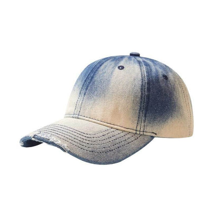 Distressed Gradient Denim Baseball Cap - Adjustable & Fashionable for All Seasons - Buy Center US