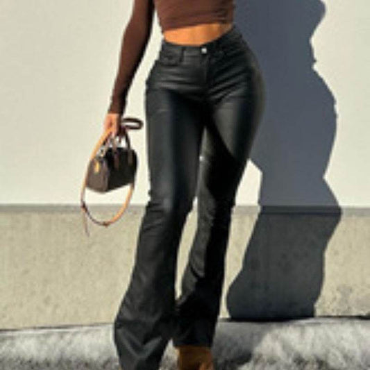 Stylish Black Leather Pants for Women - Versatile Autumn & Winter Fashion - Buy Center US
