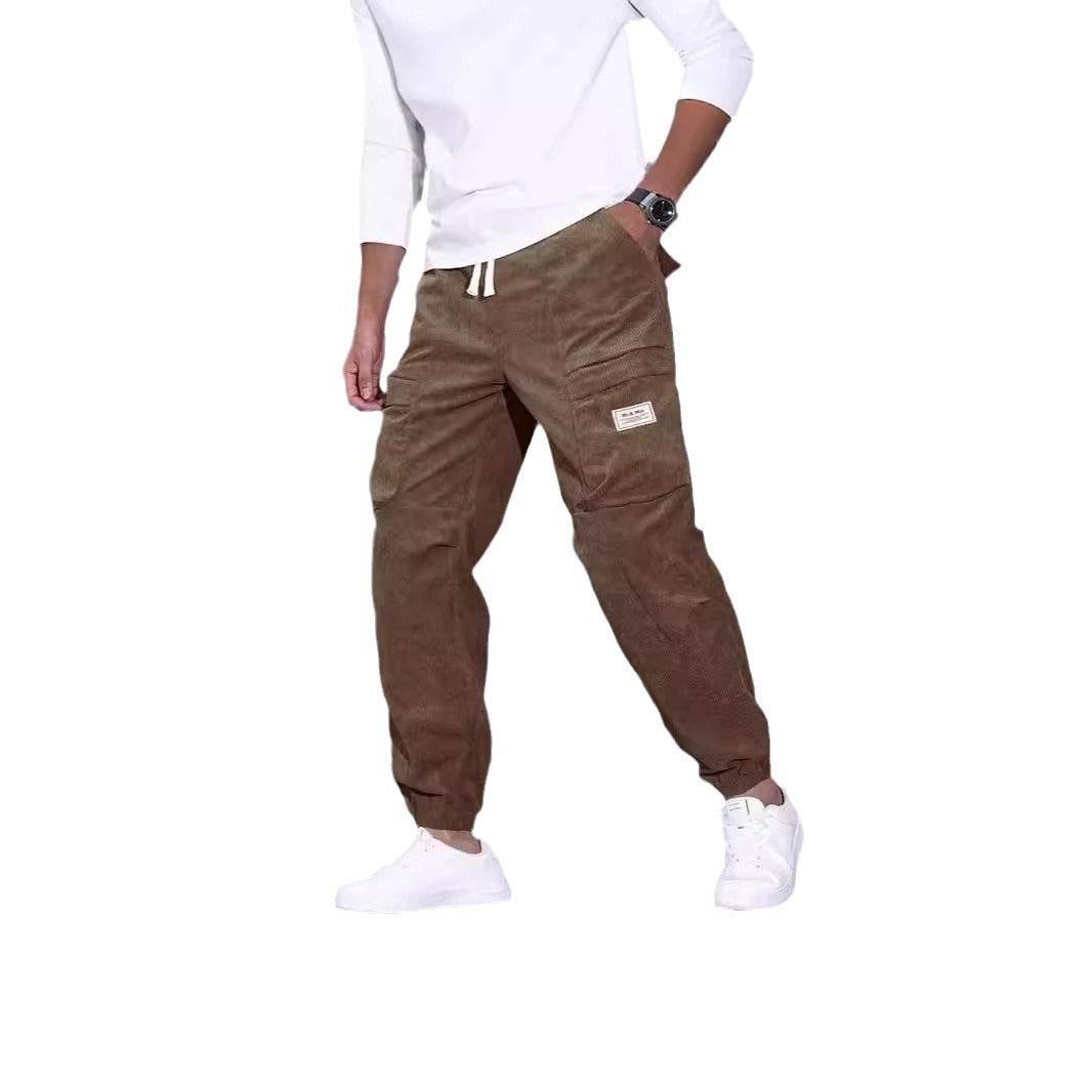 Buycenter Men's Corduroy Overalls - Loose Fit, Multi-Pocket Trousers - Buy Center US