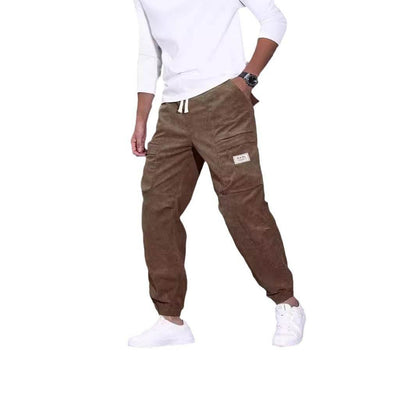 Buycenter Men's Corduroy Overalls - Loose Fit, Multi-Pocket Trousers - Buy Center US