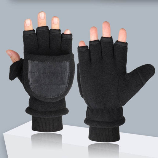 Buycenter Double-Layer Velvet Gloves - Touch Screen Half Finger Design - Buy Center US