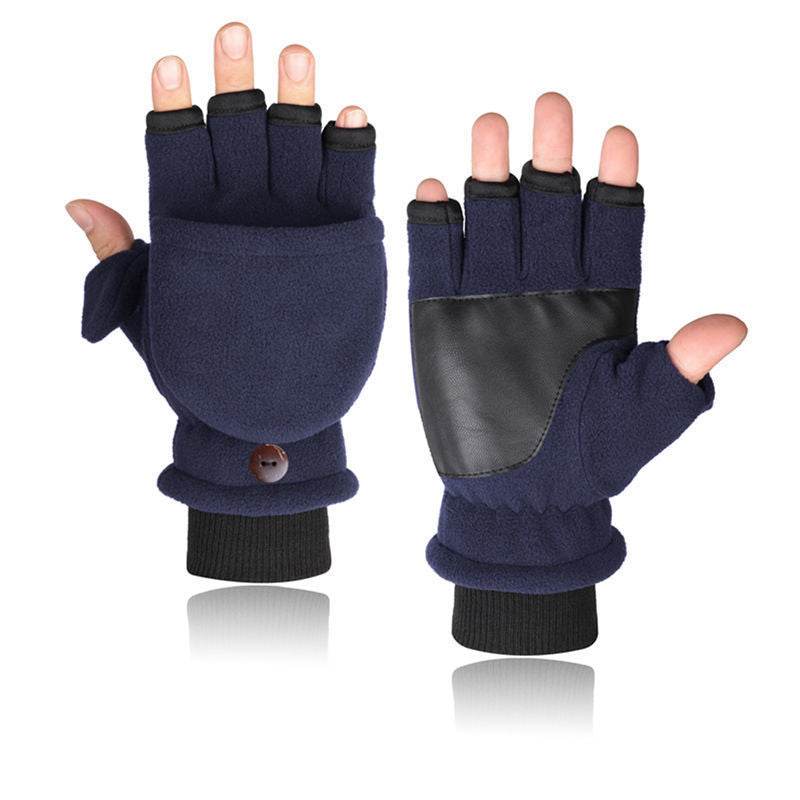 Buycenter Double-Layer Velvet Gloves - Touch Screen Half Finger Design - Buy Center US