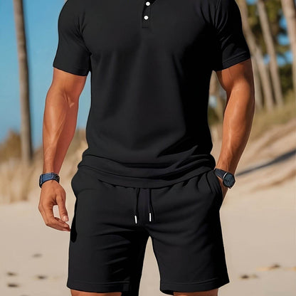 Men's Casual Two-Piece Set - Stylish Cardigan Top & Short Pants for Summer - Buy Center US