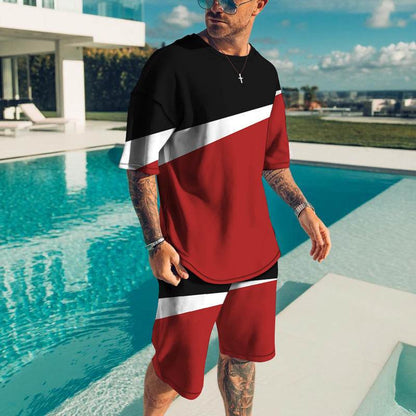 Men's Trendy Casual Beach Suit - 3D Textured Polyester Set - Buy Center US
