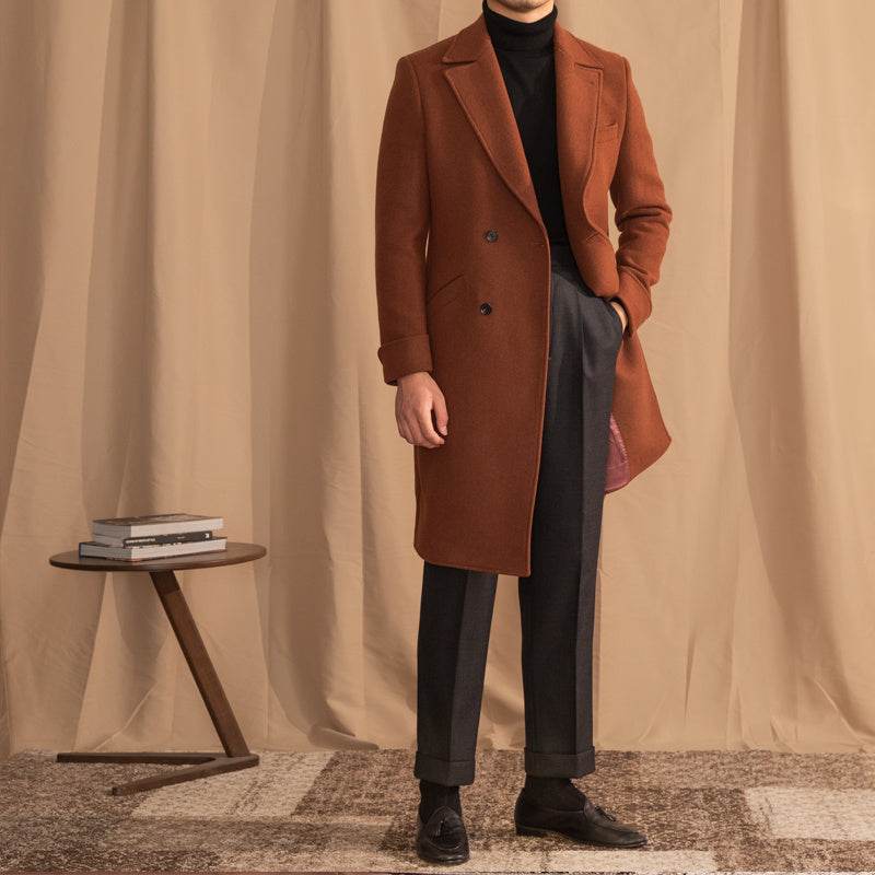 Buycenter Double-Breasted Mid-Length Wool Overcoat - Stylish & Warm - Buy Center US