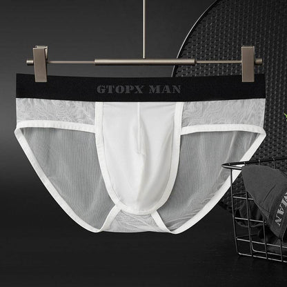 Buycenter Men's Ice Silk Low Waist Briefs - Breathable & Translucent Mesh - Buy Center US