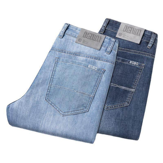 Buycenter Men's Plus Size Jeans - Loose Straight Fit, Mid-High Waist - Buy Center US