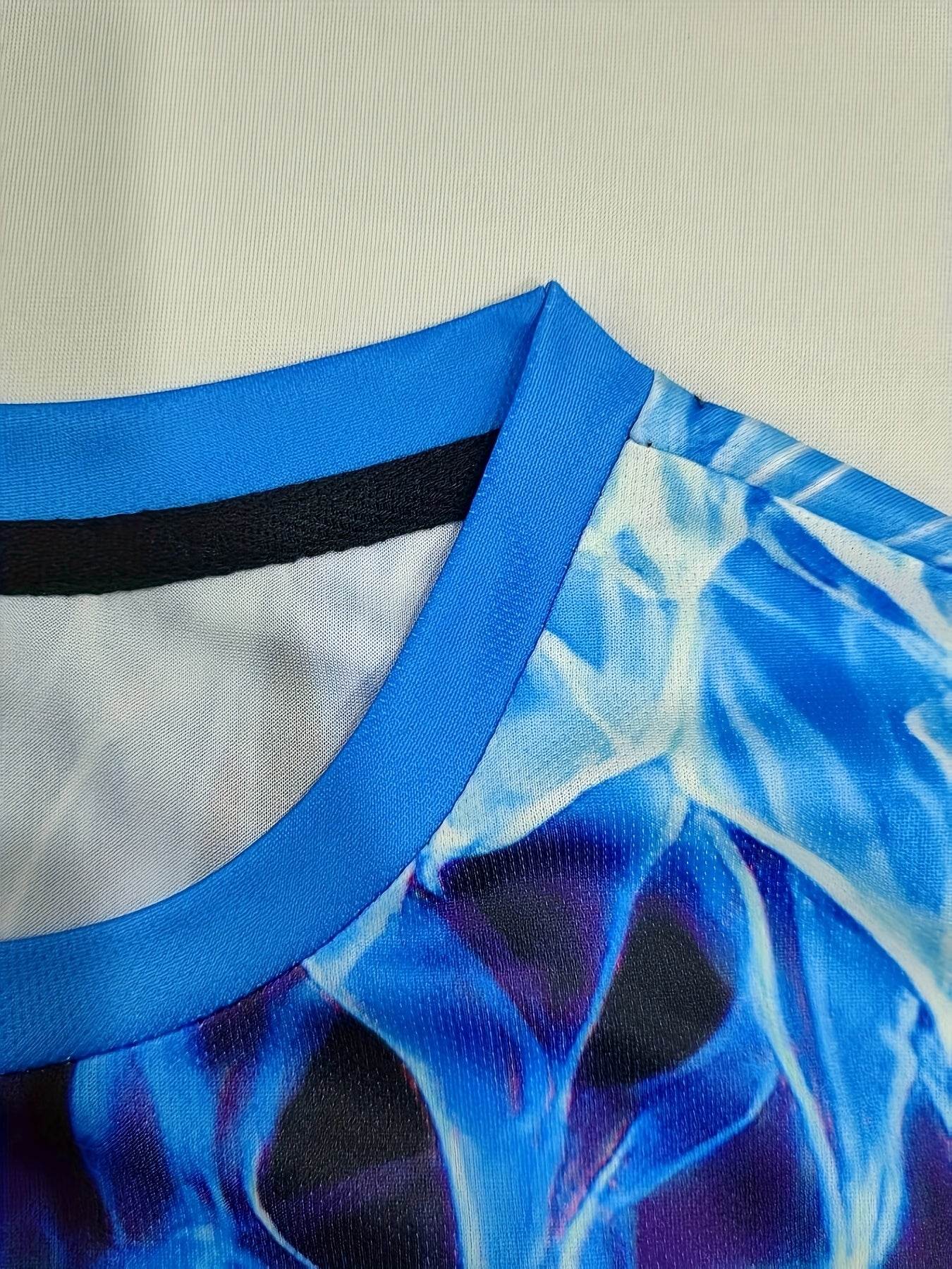 Men's Sleeveless Muscle Tank - 3D Blue Flame Print for Gym & Daily Wear - Buy Center US