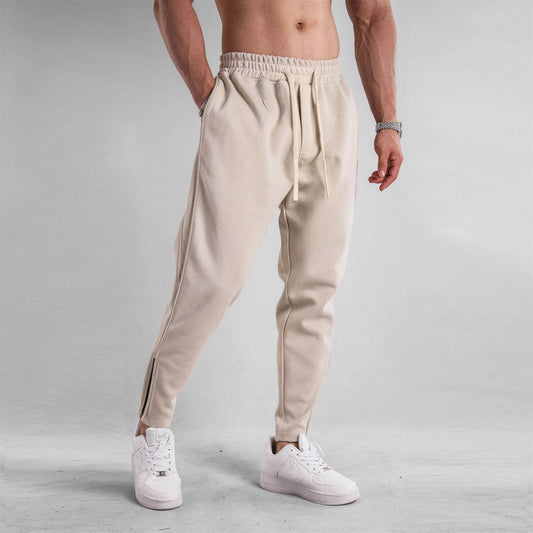 Slim Fit Ankle Banded Pants - Zipper Design & Drawstring Style - Buy Center US