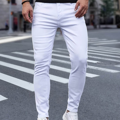 High Street Pure White Jeans for Men - Stylish and Versatile Skinny Fit - Buy Center US