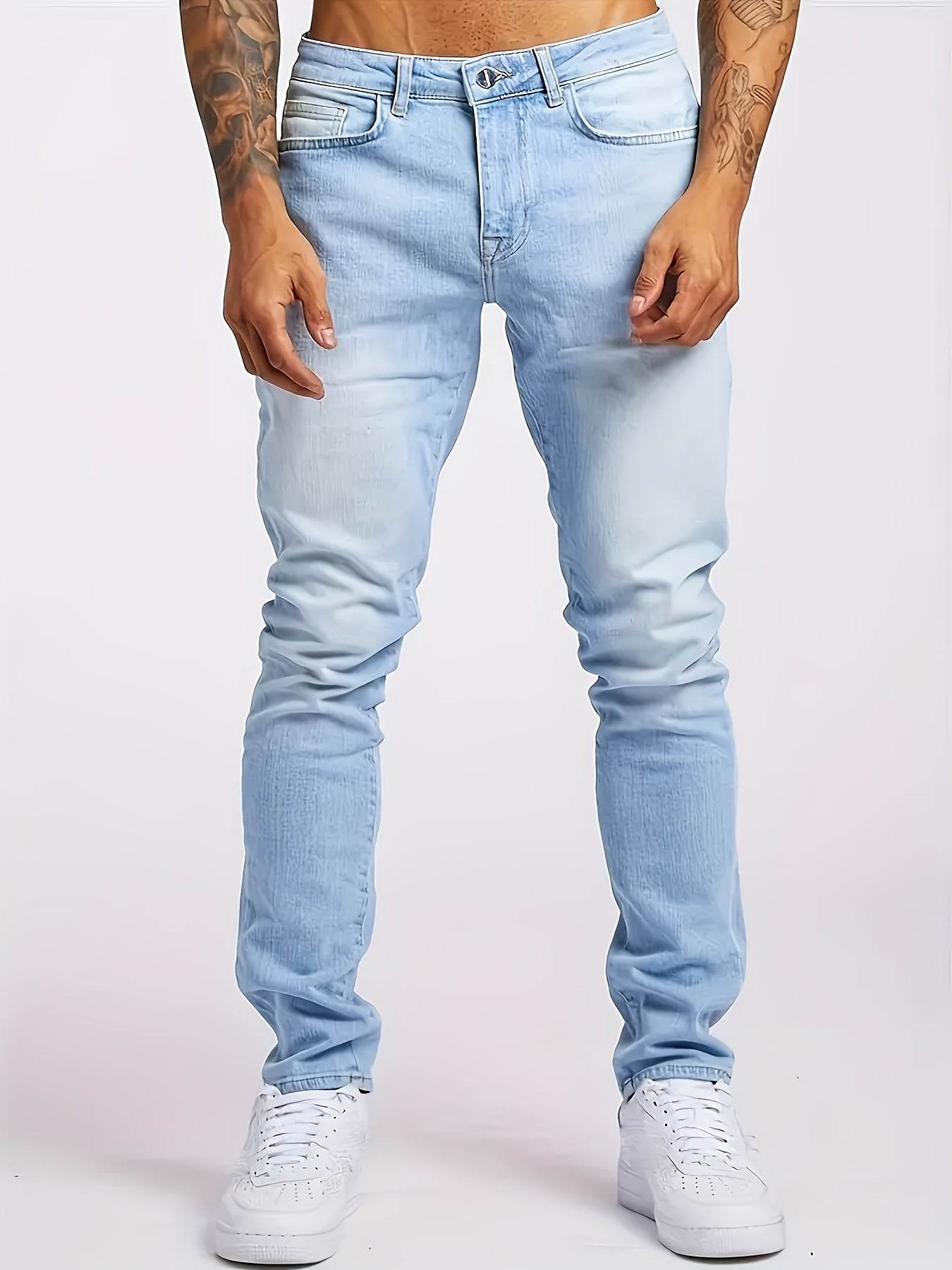 2024 Men's Skinny Fit Jeans - Casual All-Season Denim, Medium Stretch - Buy Center US