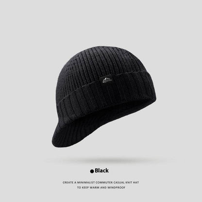 Men's Thick Wool Knitted Hat - Windproof & Warm for Autumn/Winter - Buy Center US