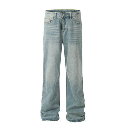 Buycenter Light Blue Washed Jeans - Loose Straight Wide Leg Fit - Buy Center US