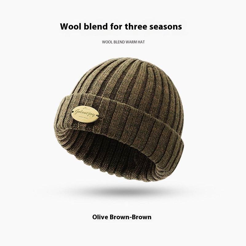 Men's Thick Wool Knitted Hat - Windproof & Warm for Autumn/Winter - Buy Center US