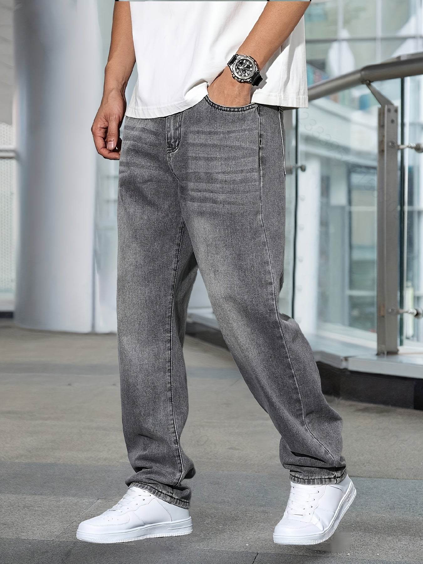 Men's Casual Stretch Denim Jeans - Light Blue, Relaxed Comfort Fit - Buy Center US