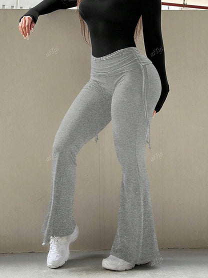 Women's Casual Flared Pants - Slimming High Waist, Versatile Style - Buy Center US