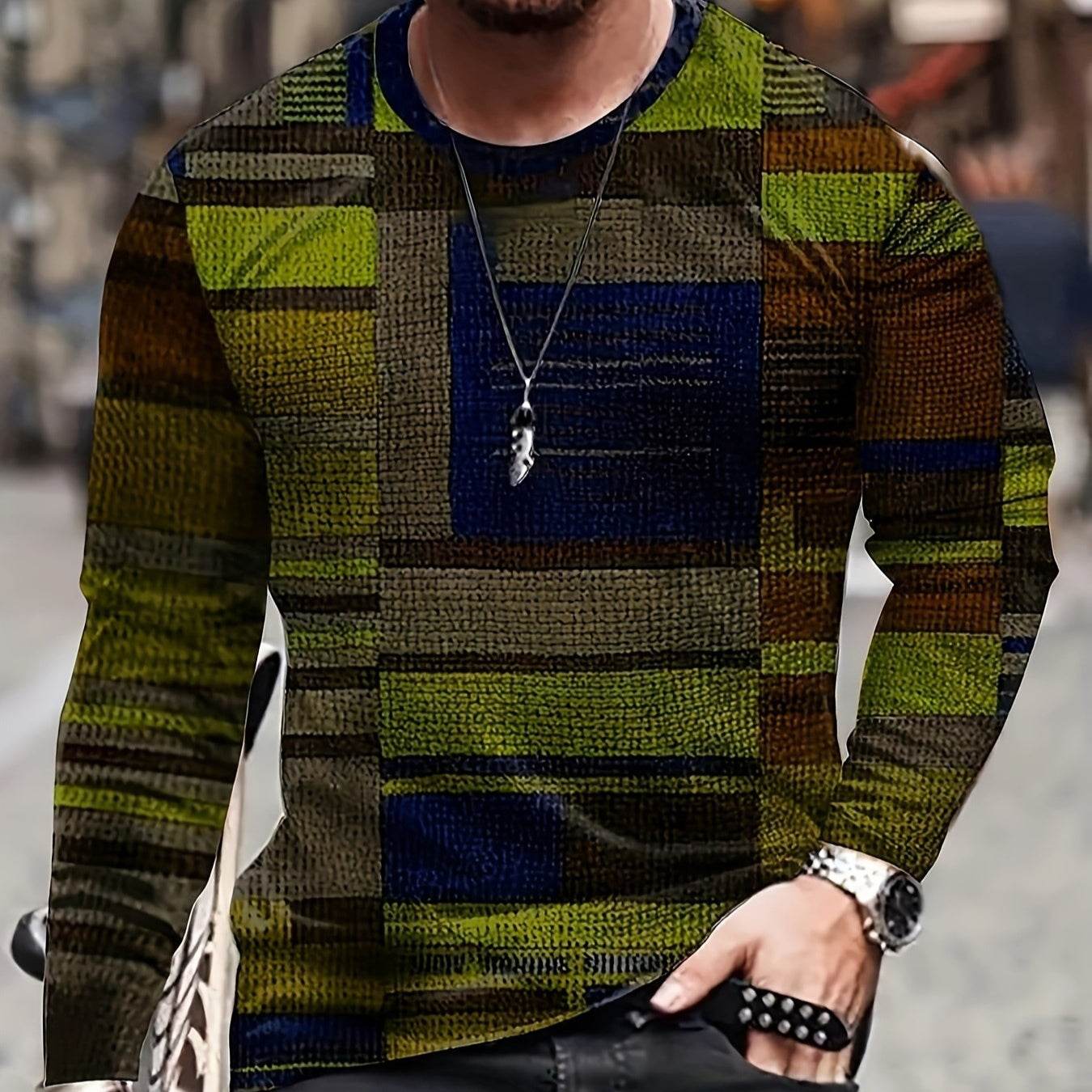 Design Trend Men's 3D Digital Printed Top - Long Sleeve, Slim Fit Style - Buy Center US