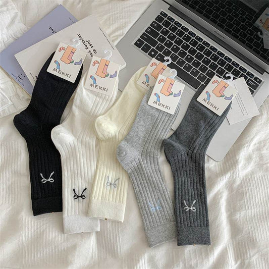 Cute Girl Bow Tube Socks - Breathable Cotton, Mid-Calf Length - Buy Center US