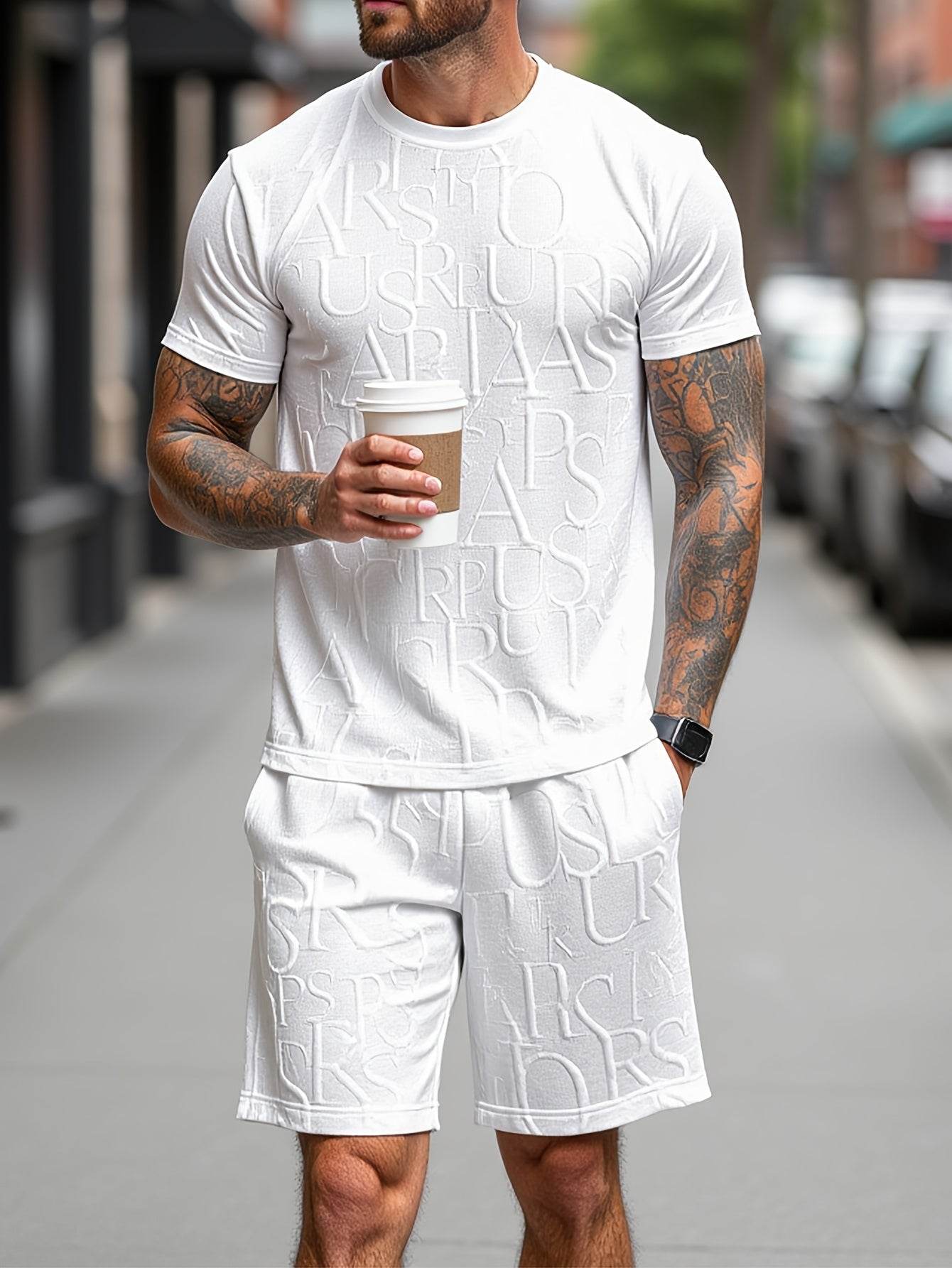 European-American Style Men's Fashion Set - Short Sleeve T-Shirt & Shorts - Buy Center US