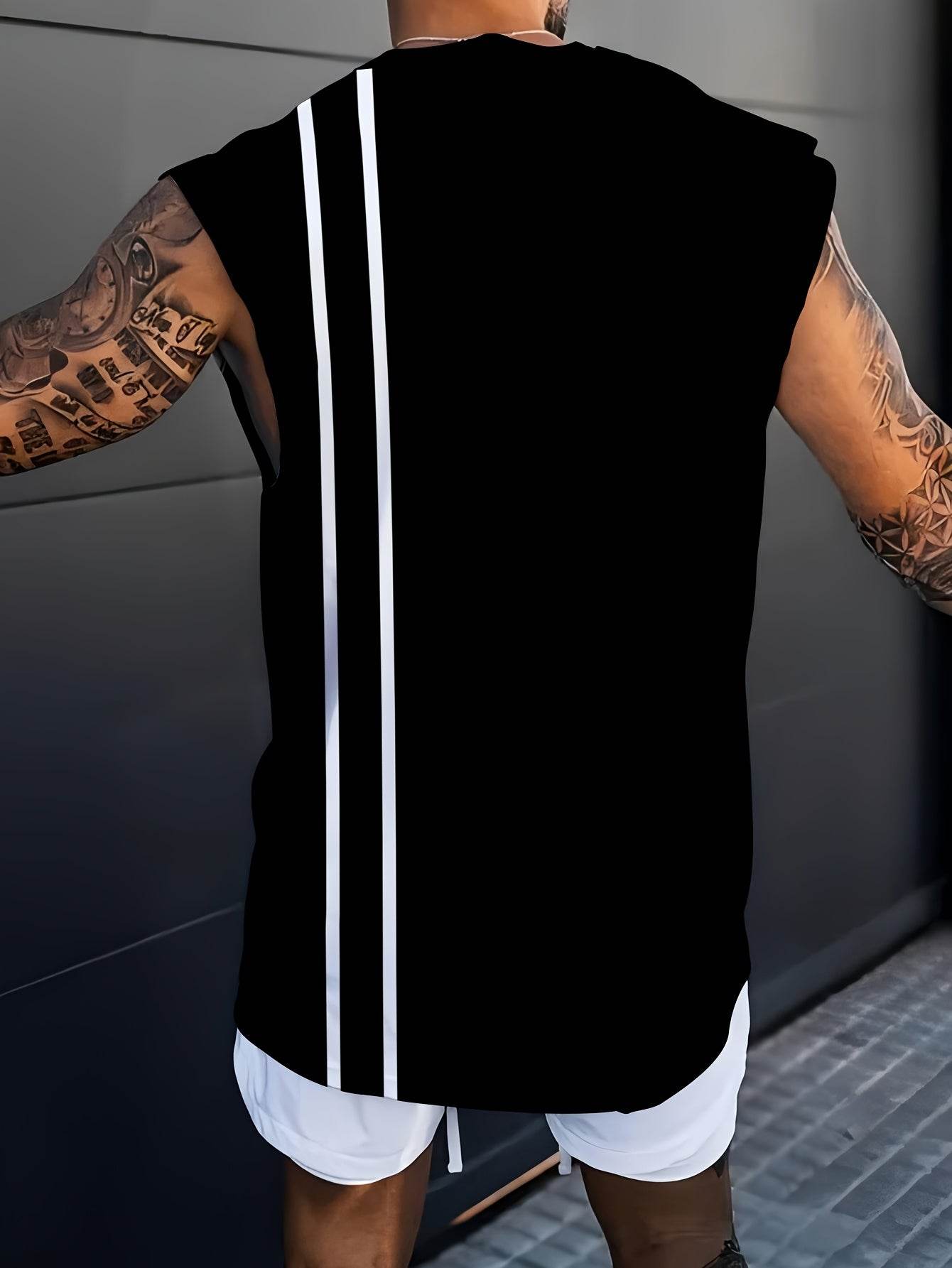 Men's 3D Black Patterned Tank Top - Breathable Sleeveless Sports Vest - Buy Center US