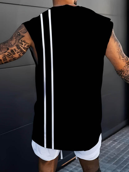 Men's 3D Black Patterned Tank Top - Breathable Sleeveless Sports Vest - Buy Center US