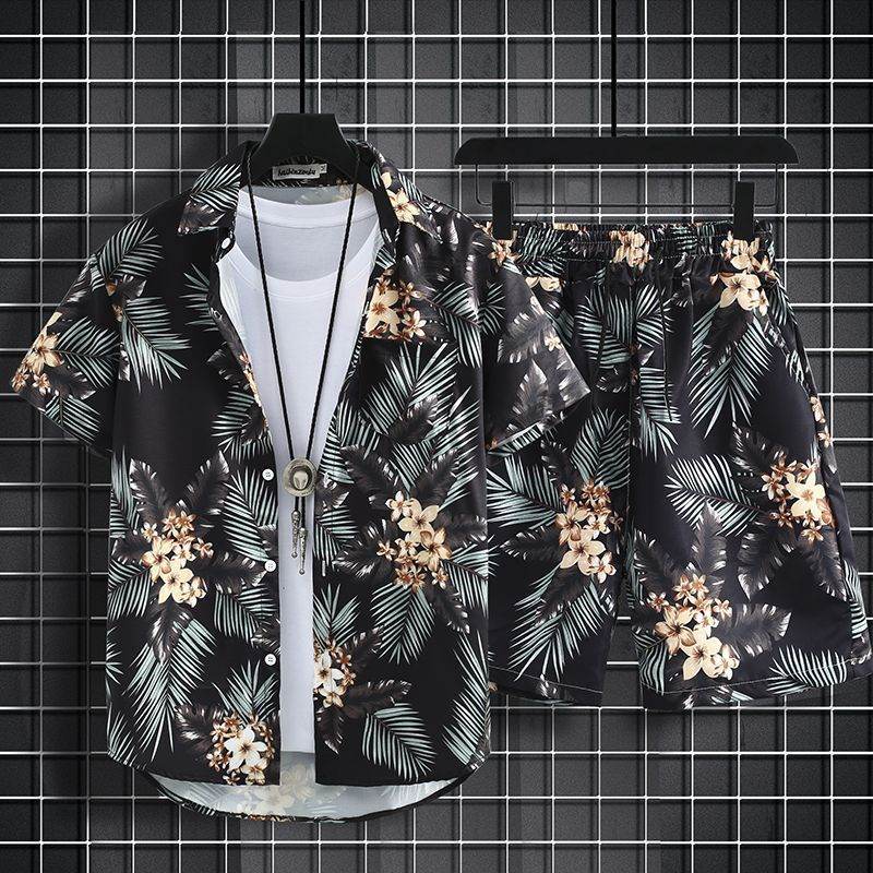 Buycenter Men's Hawaiian Beach Suit - Loose Quick-Dry Short Sleeve Shirt - Buy Center US