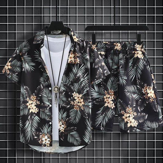 Buycenter Men's Hawaiian Beach Suit - Loose Quick-Dry Short Sleeve Shirt - Buy Center US